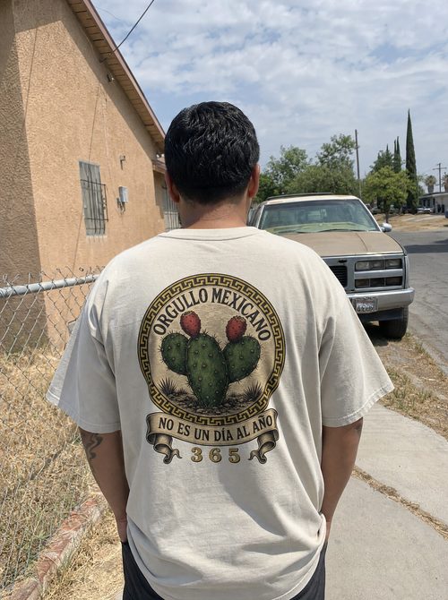 Orgullo Mexicano Shirt — No Es Un Día Al Año — worn, back view