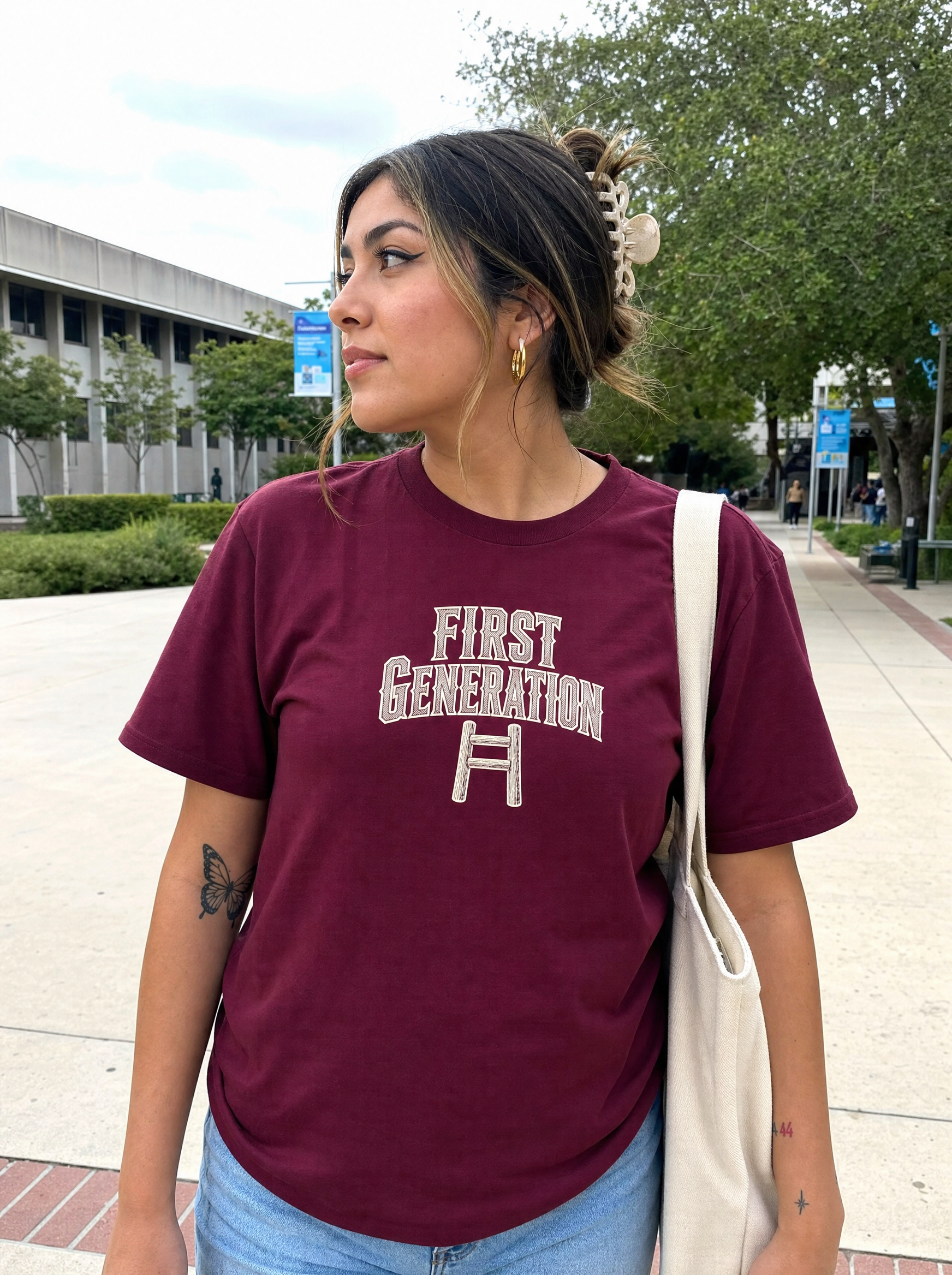First Generation Shirt — Every Door Is The First Time — worn, front view